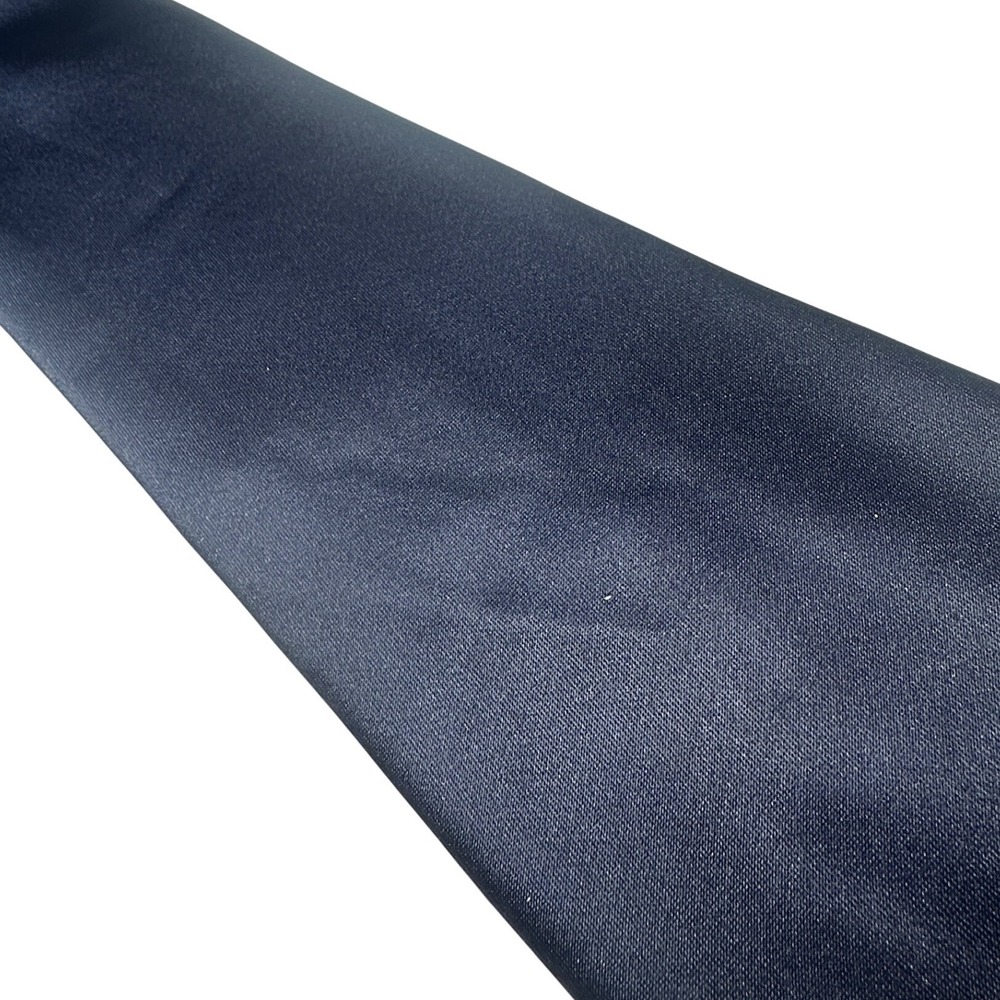 Steven Harris Mens Navy Blue Solid Satin Handmade Polyester Necktie Classic Tie - Picture 4 of 7